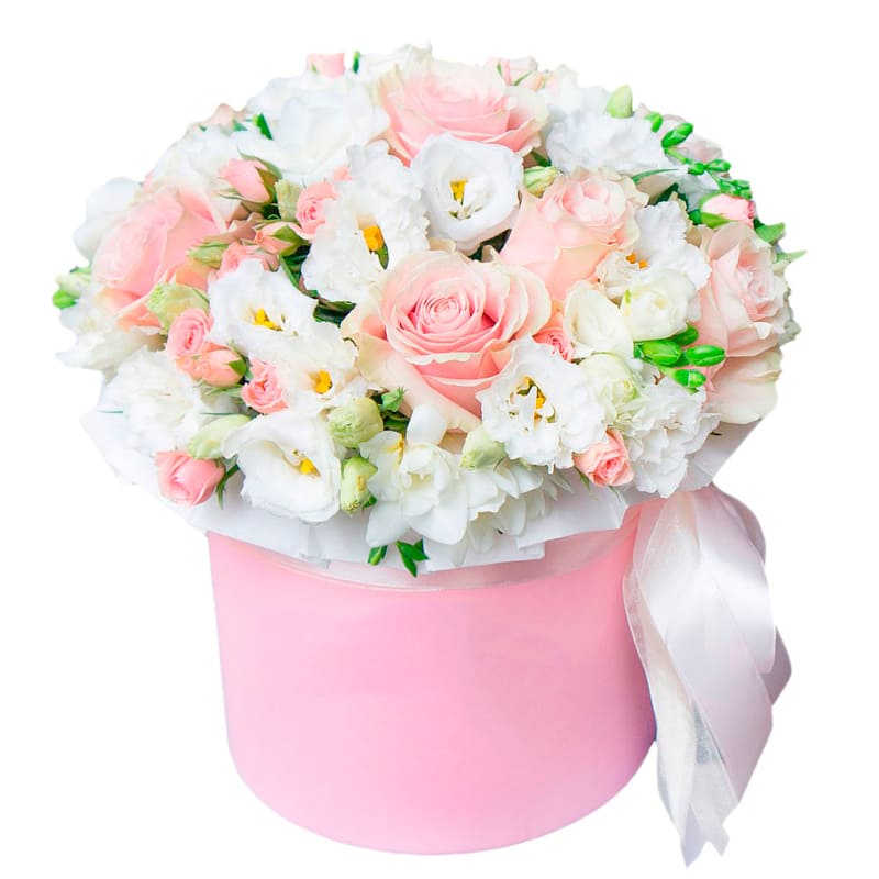 Букеты в шляпных коробках